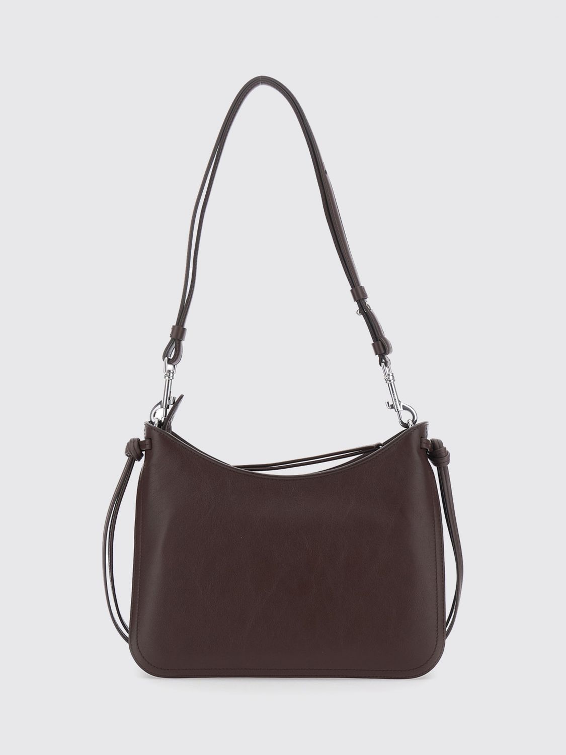 smooth leather shoulder bag with removable handle