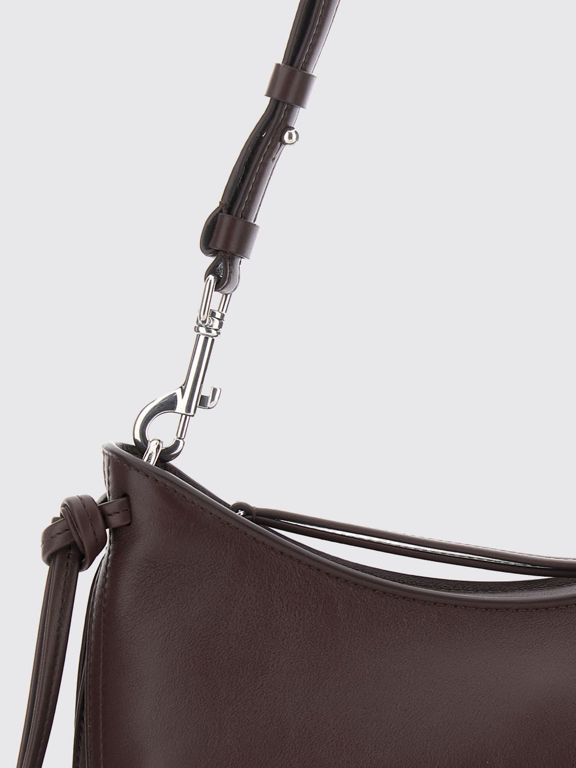 smooth leather shoulder bag with removable handle