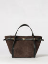 t timeless handbag in suede leather with metal t timeless logo