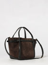 t timeless handbag in suede leather with metal t timeless logo