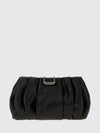 draped leather clutch with snap closure