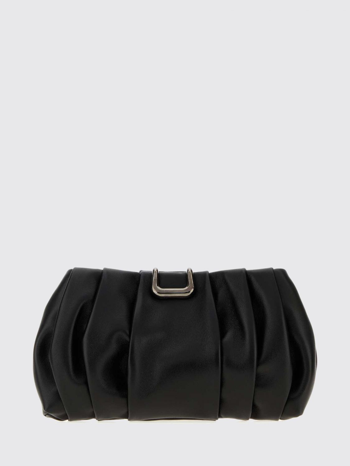 draped leather clutch with snap closure
