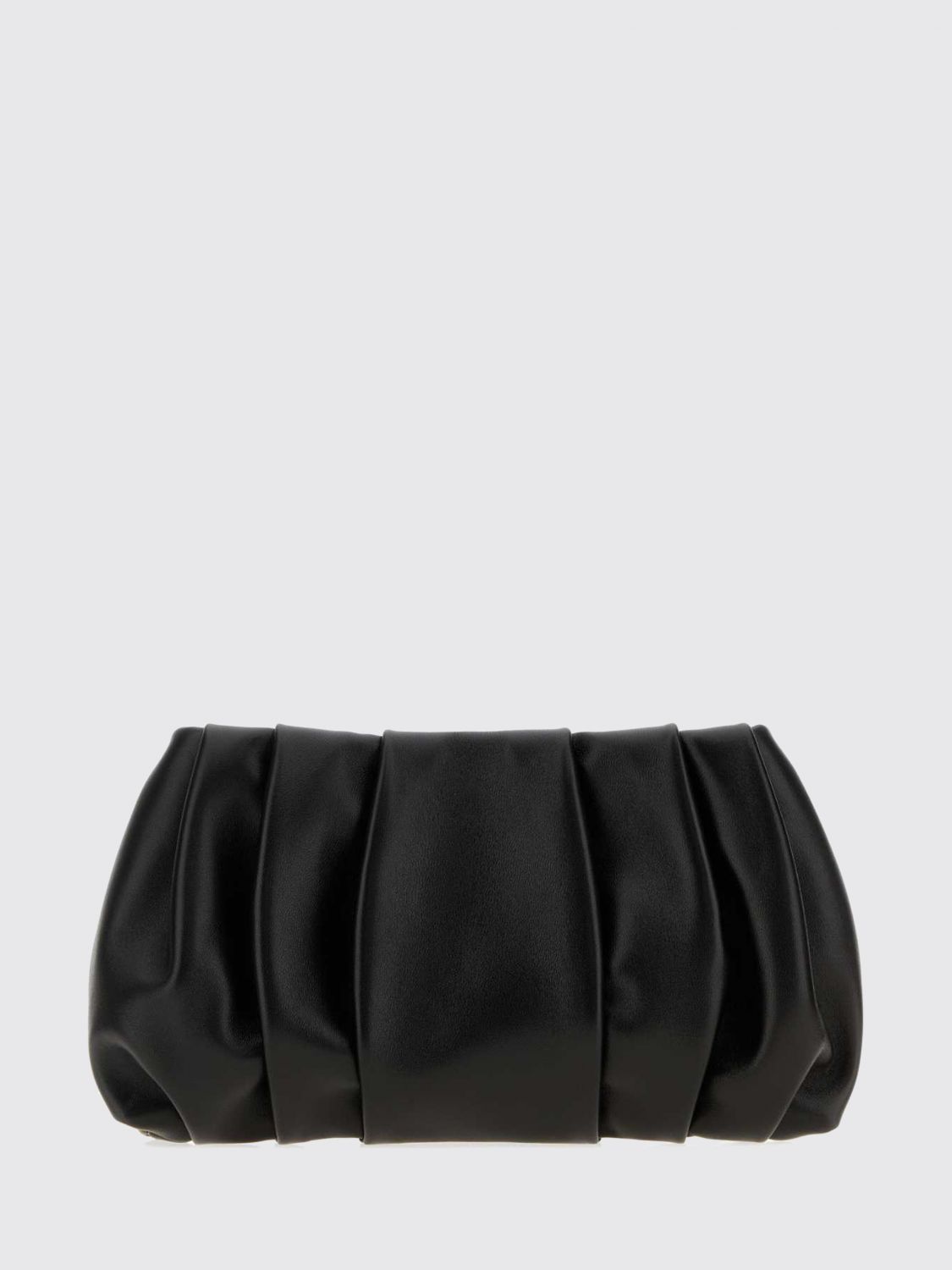 draped leather clutch with snap closure