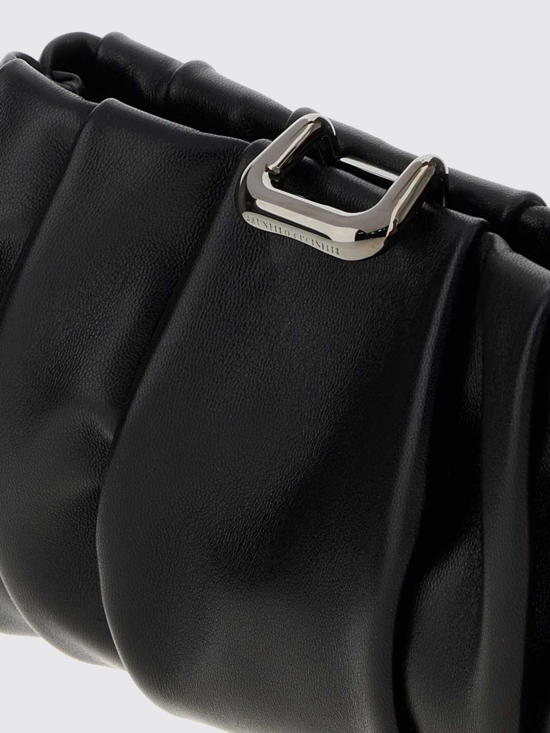 draped leather clutch with snap closure