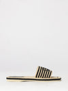 chloé sand striped cotton slide sandals with low heel and logo