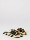 chloé sand striped cotton slide sandals with low heel and logo