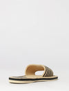 chloé sand striped cotton slide sandals with low heel and logo
