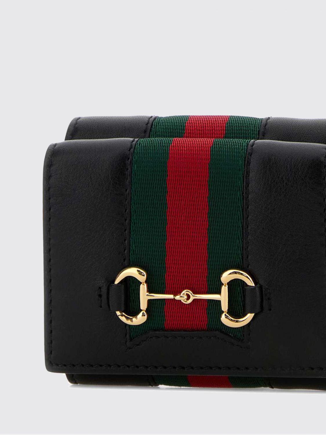 horsebit web trifold calfskin wallet with web detail