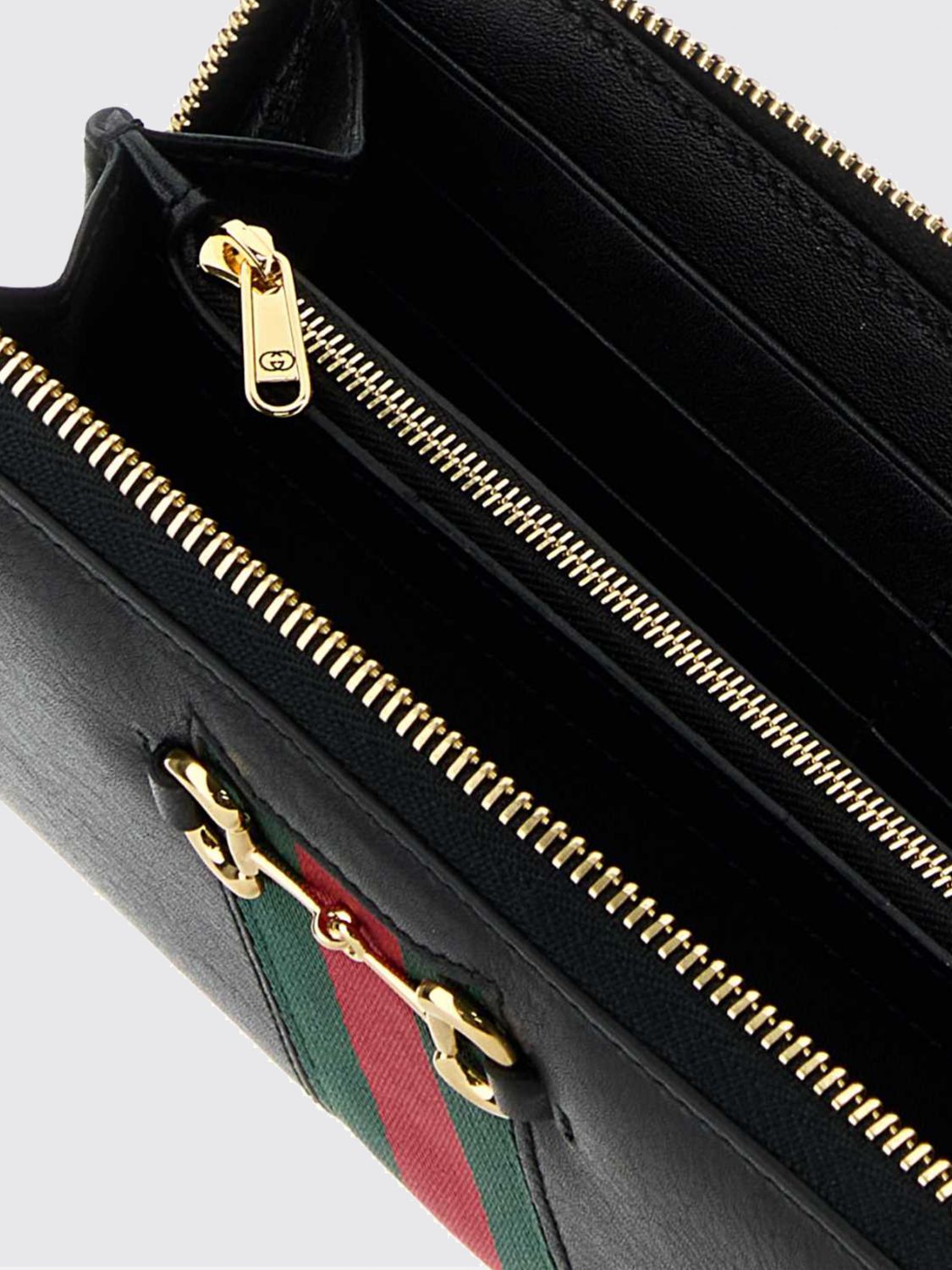 horsebit web continental calfskin zip wallet
