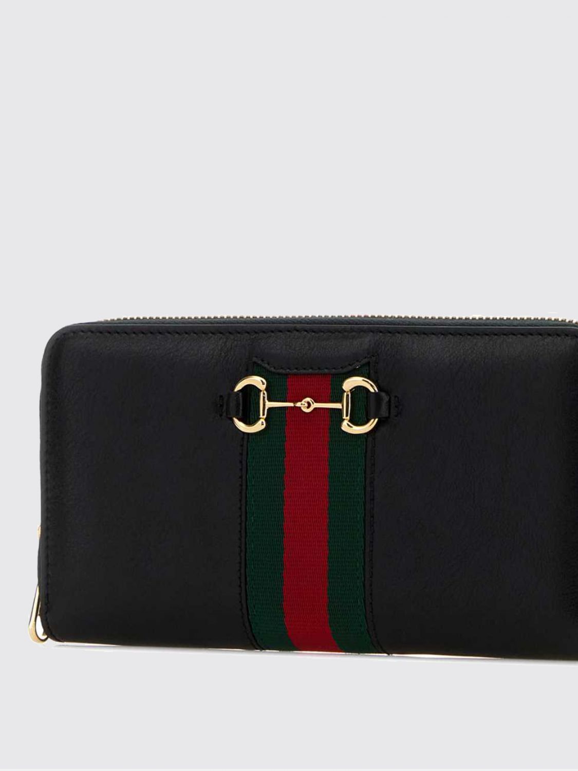 horsebit web continental calfskin zip wallet