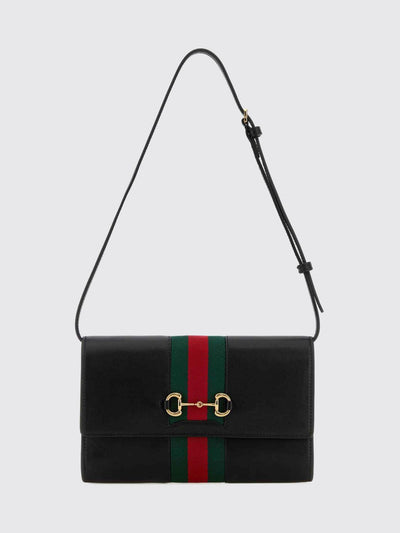 horsebit web mini leather crossbody bag with stripe detail