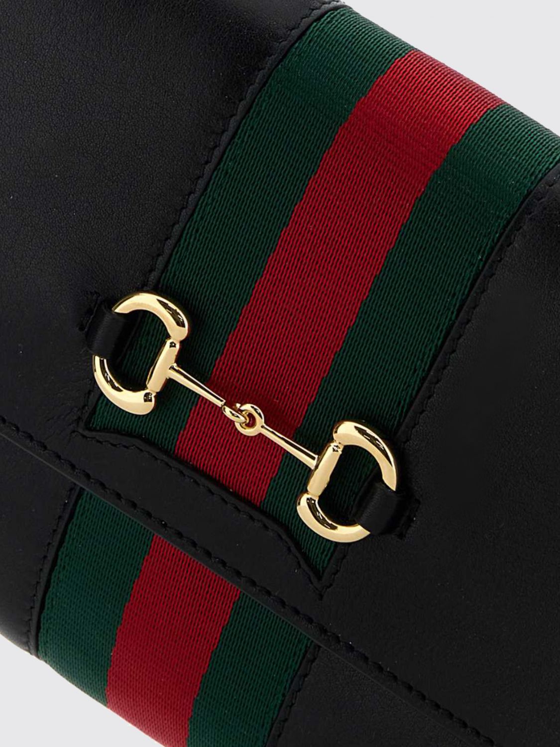 horsebit web mini leather crossbody bag with stripe detail