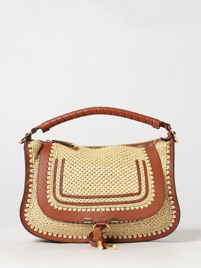 marcie handbag chloé in raffia and calfskin with braided top handle