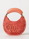summer banana crochet raffia handbag chloé with embroidered logo