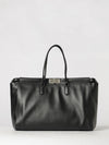 large peekaboo grained calfskin tote bag with twist-lock closure