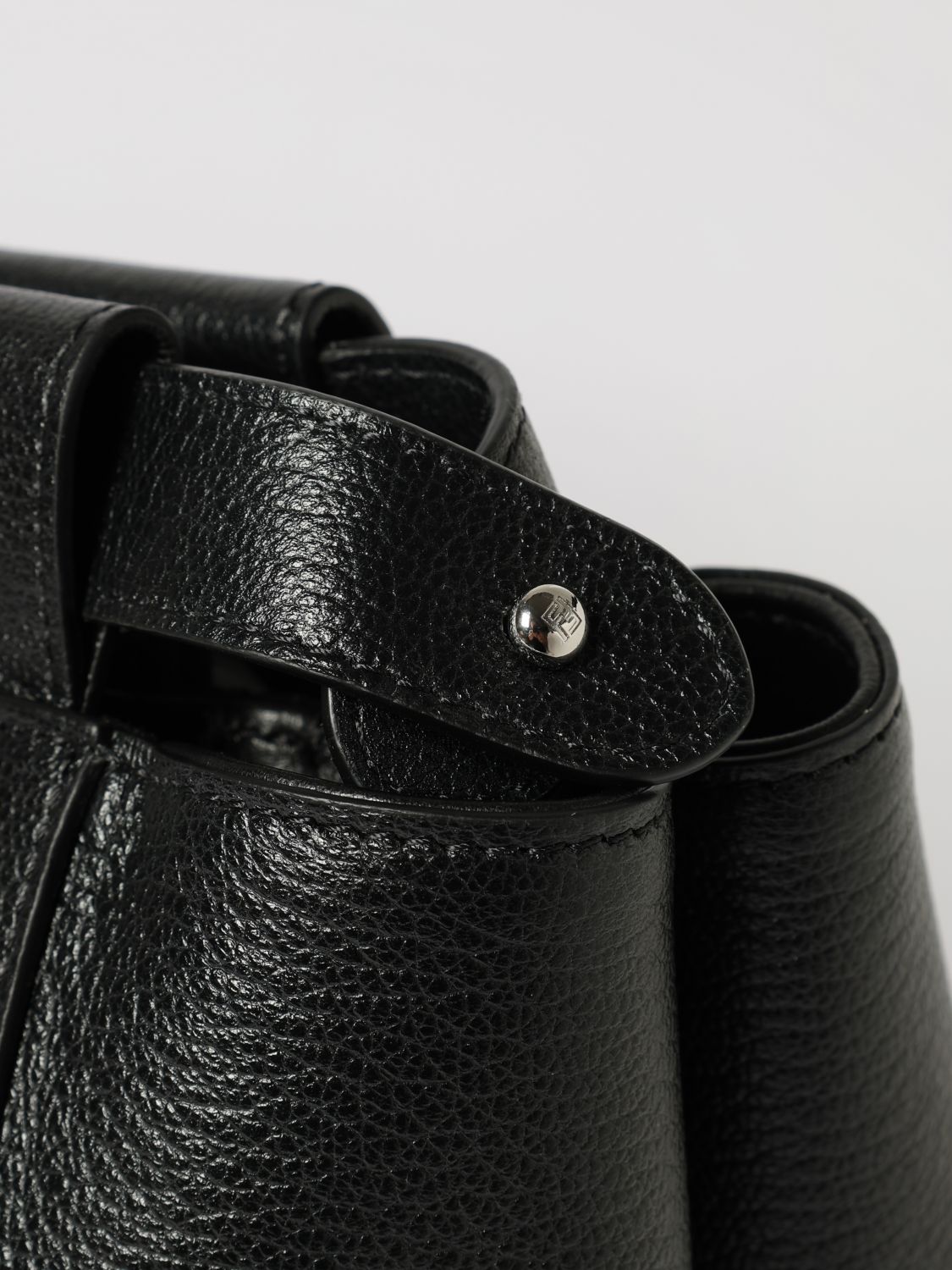 large peekaboo grained calfskin tote bag with twist-lock closure