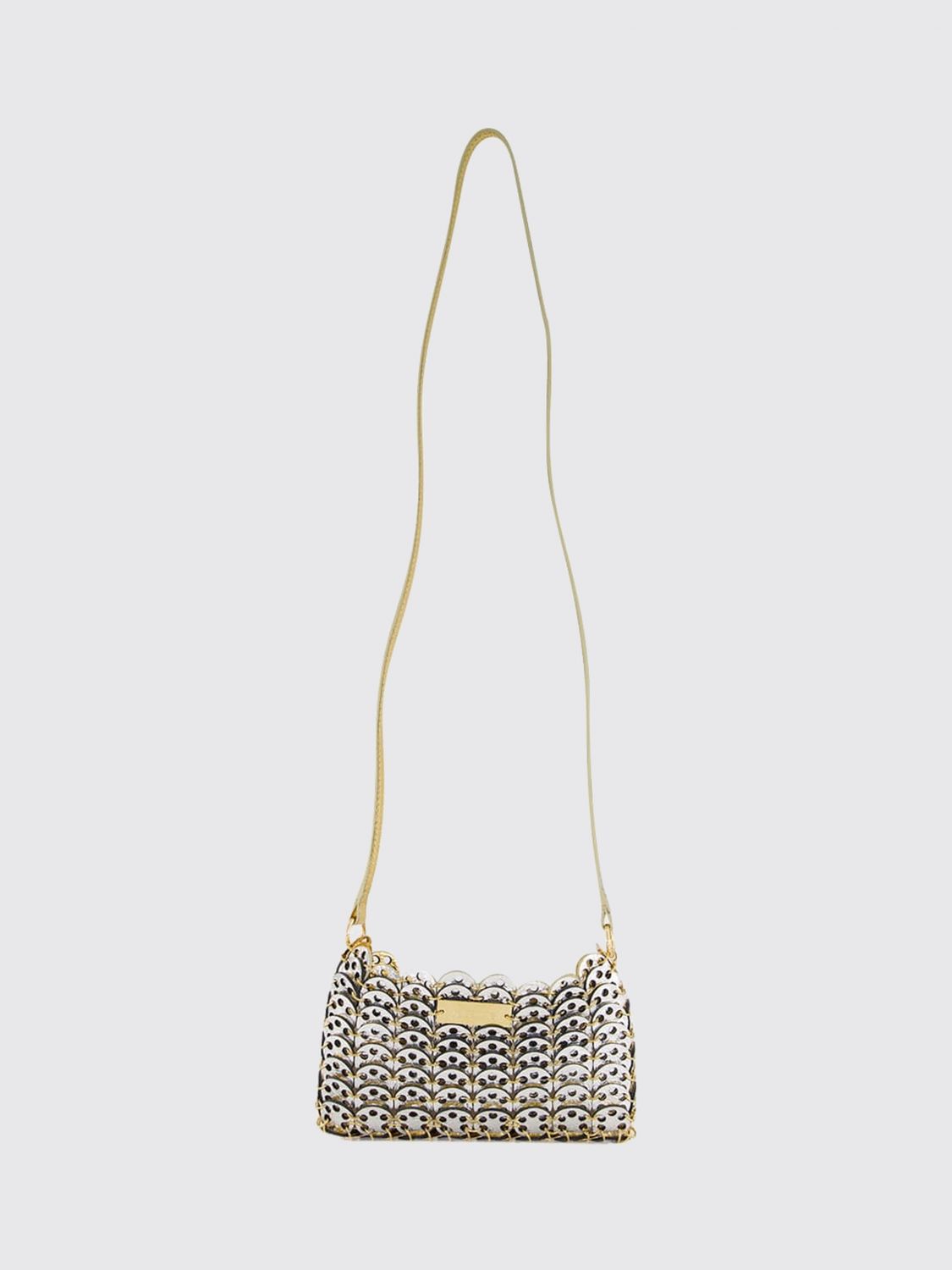1969 nano mini metal crossbody bag with leather details