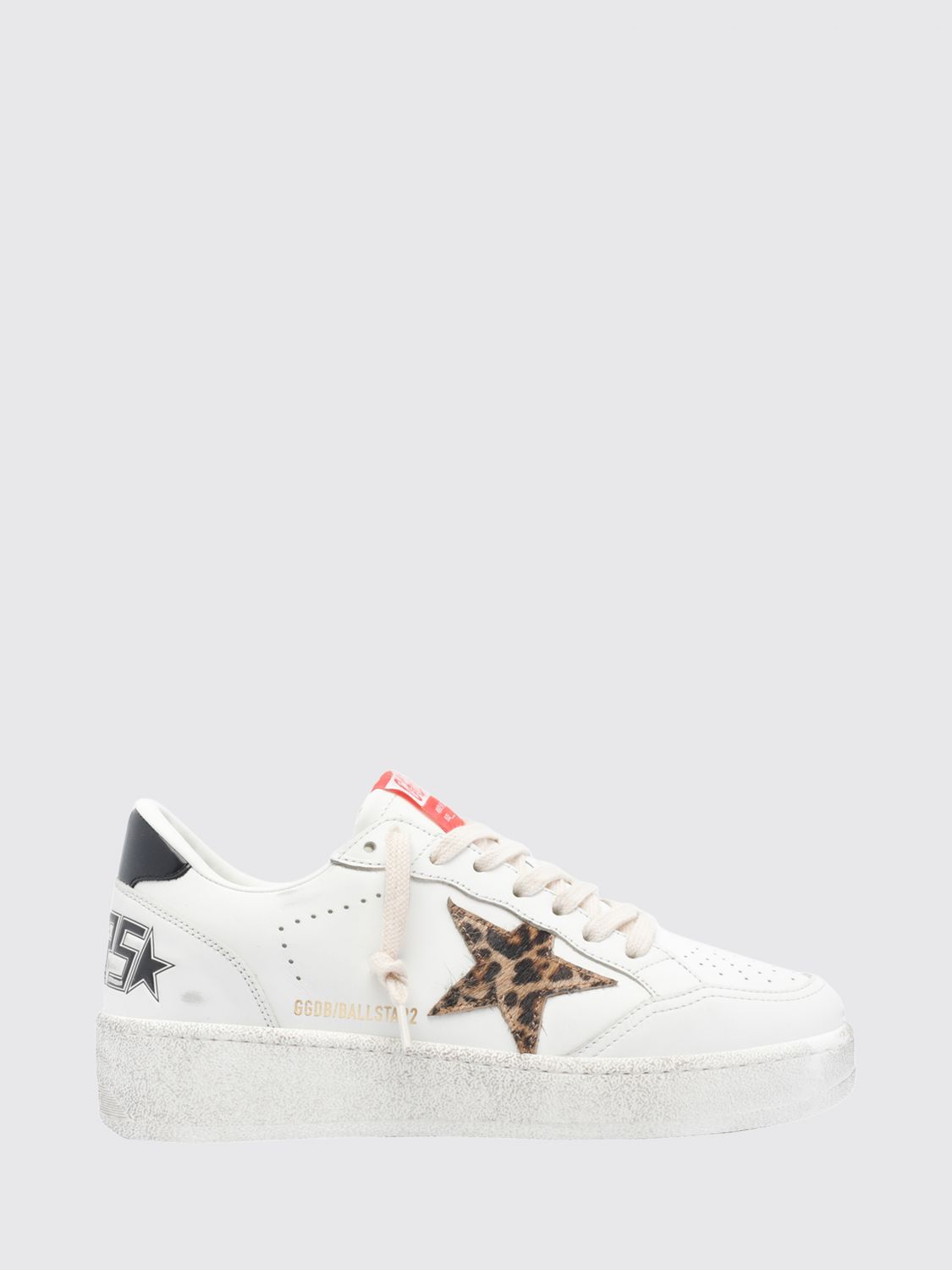ball star 2 leather trainers with animal print inserts and worn effect