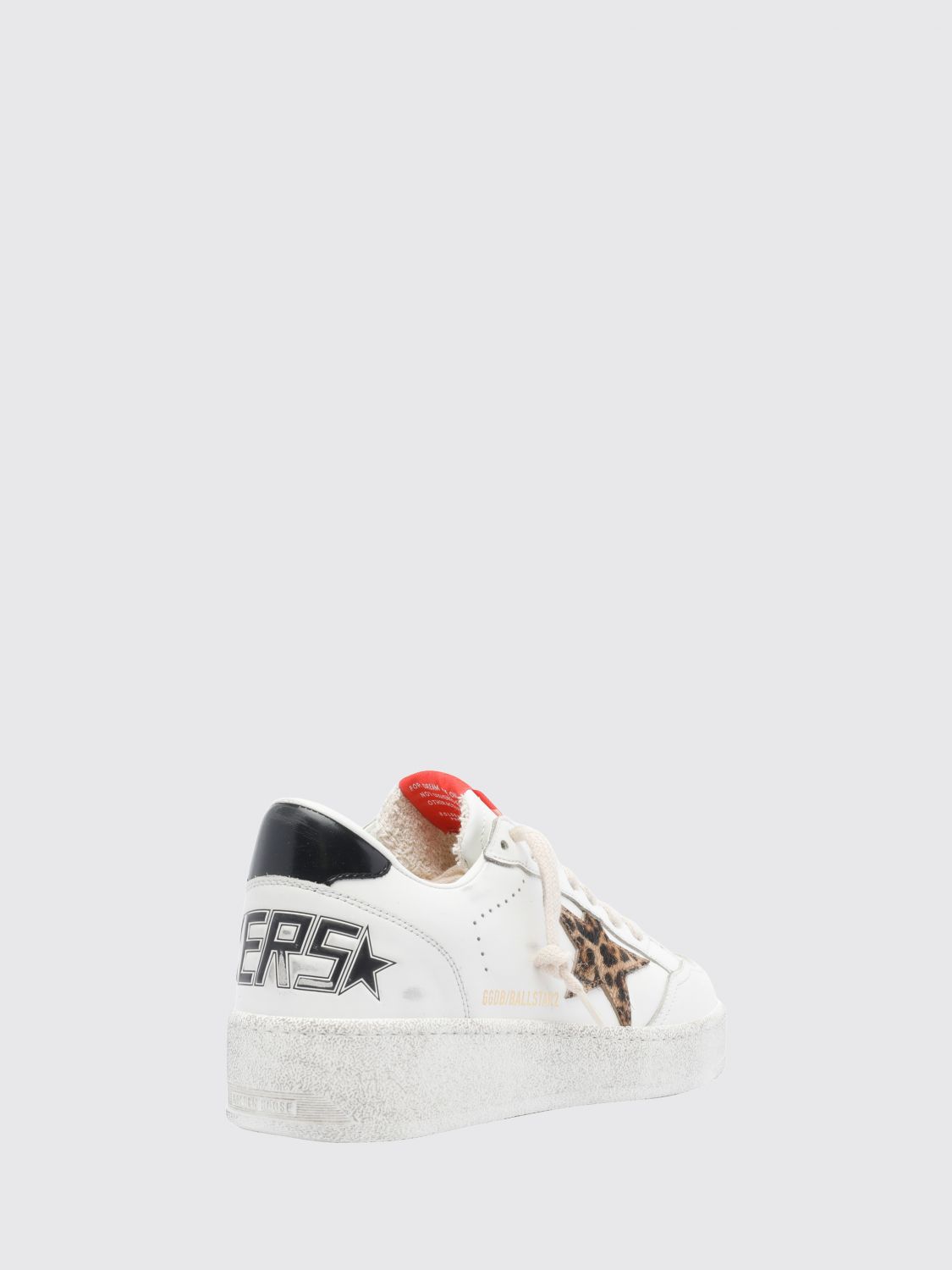 ball star 2 leather trainers with animal print inserts and worn effect