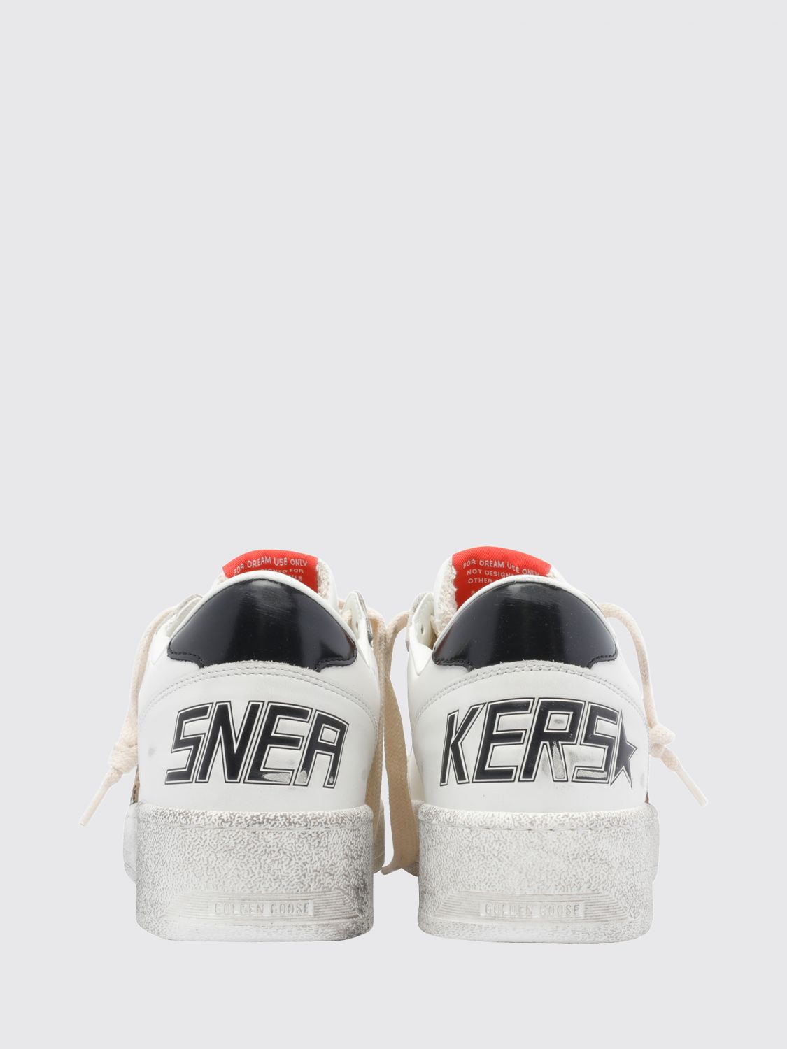 ball star 2 leather trainers with animal print inserts and worn effect