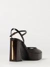 high-heeled eel leather platform sandals with an ankle strap