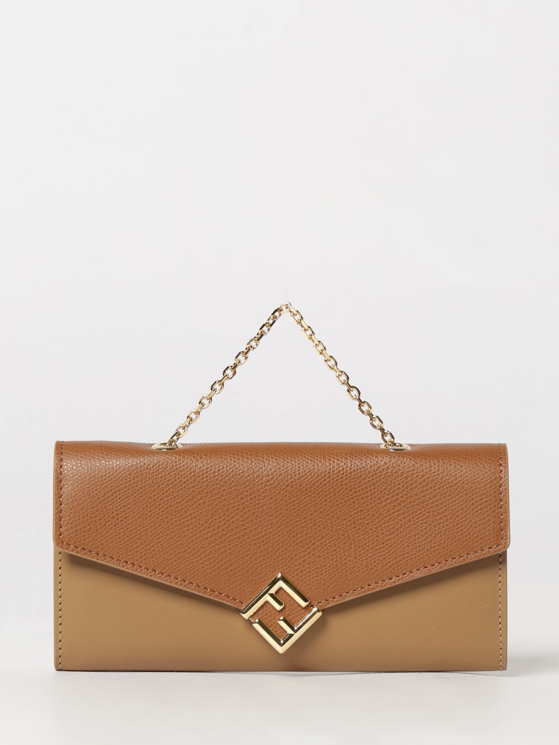ff diamonds grained calfskin wallet on chain with monogram