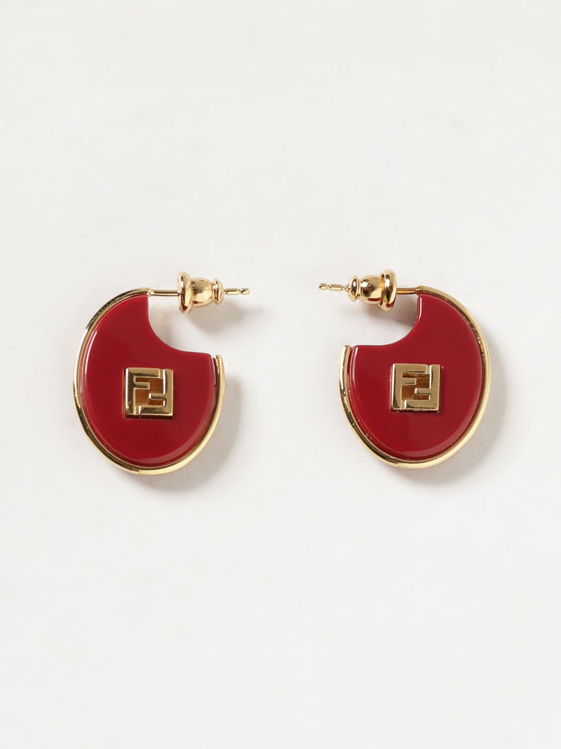 resin and bronze pendant earrings with ff monogram