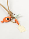 fish leather and metal keyring with charm and ff monogram