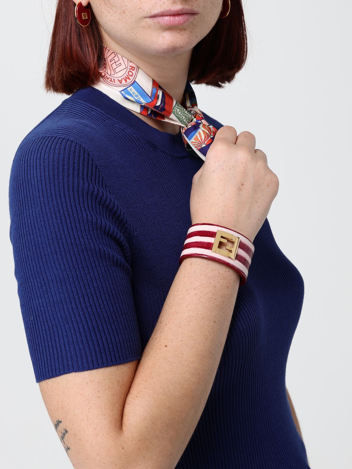 resin bangle bracelet with ff monogram and stripe motif