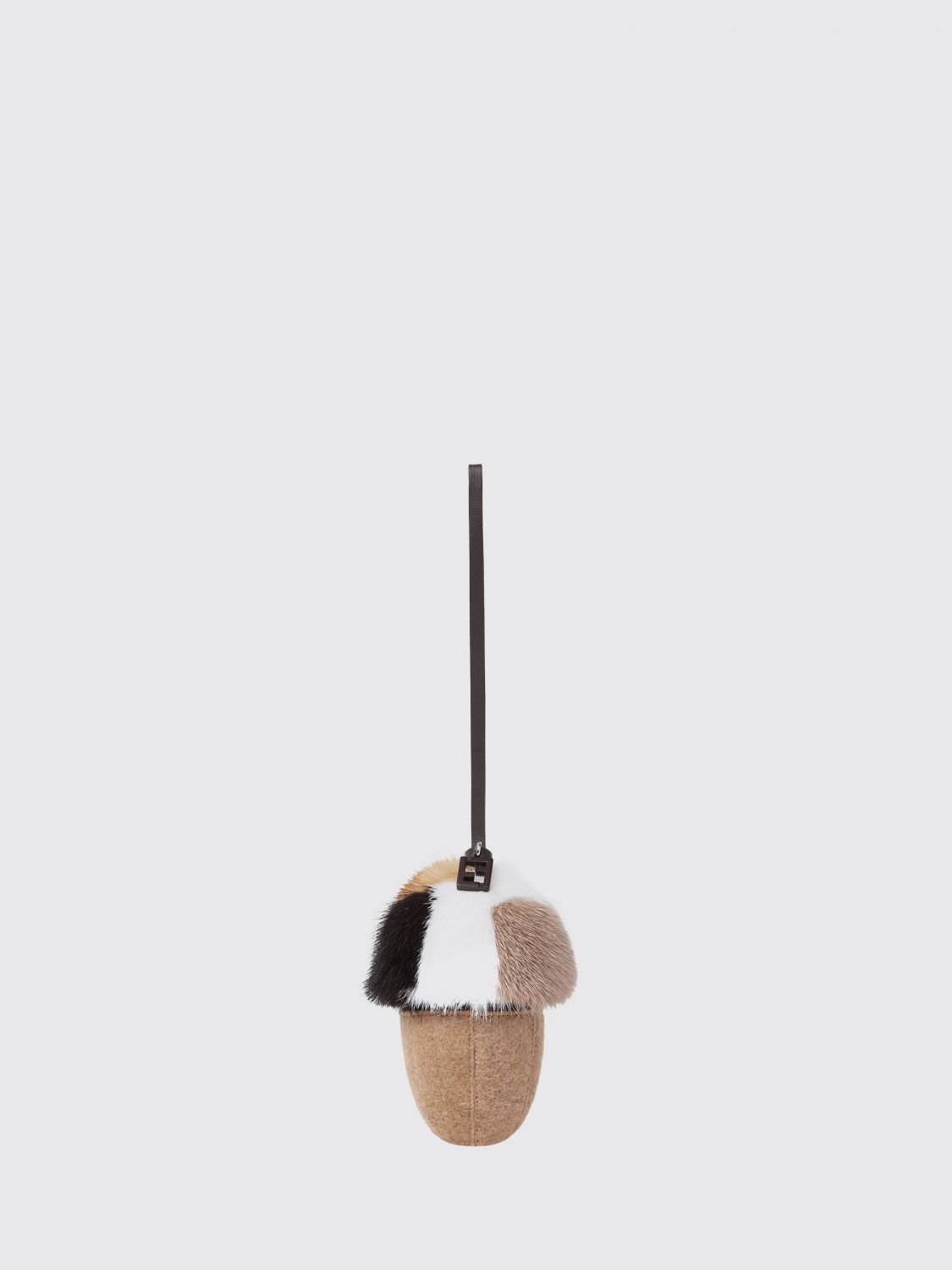 mink fur and wool keychain with abstract design