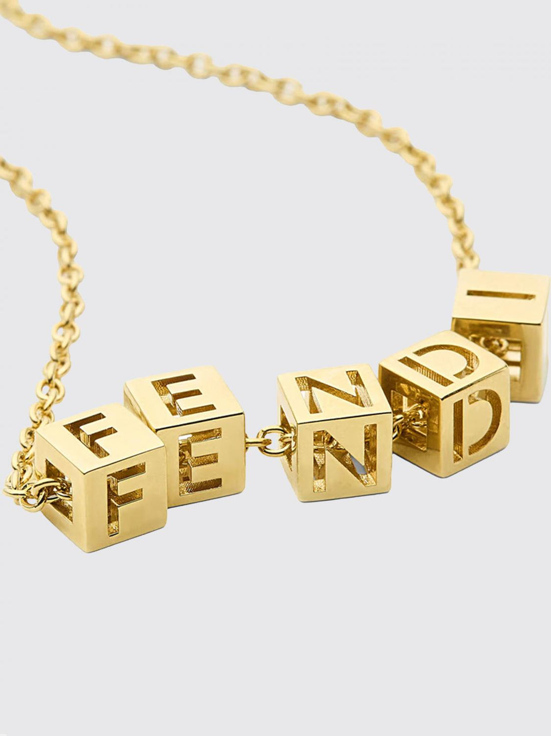 FENDI OS gold-tone brass necklace with logo detail