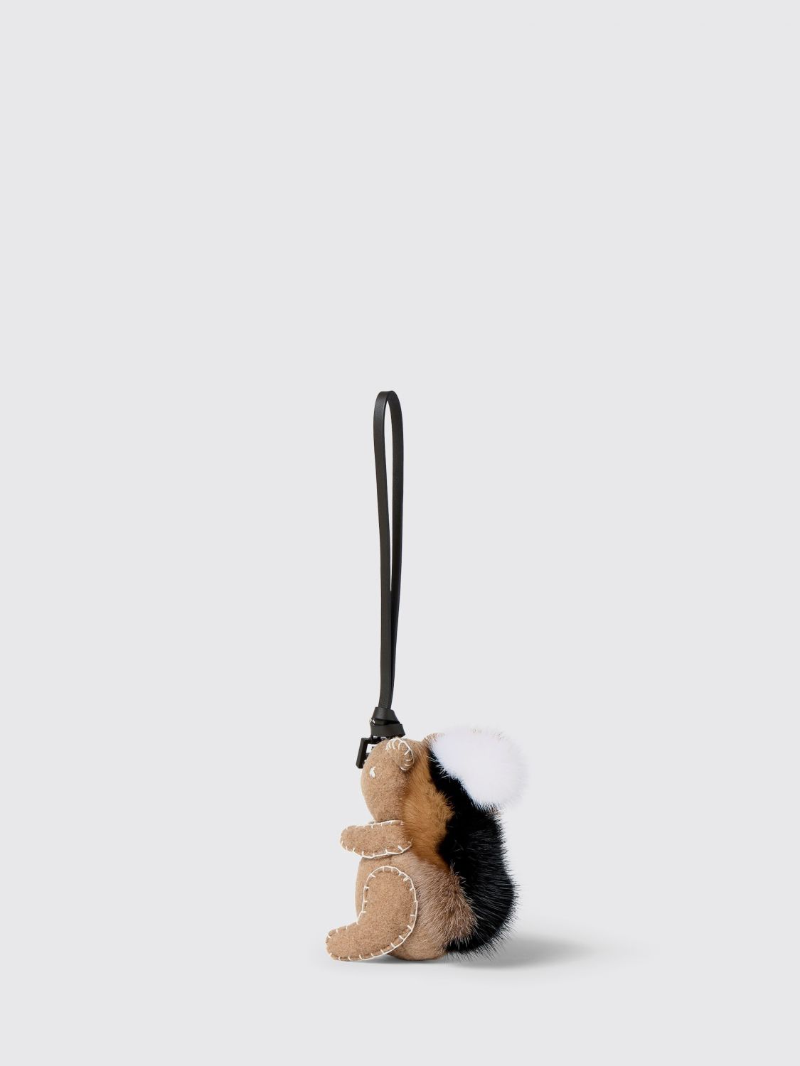 mink fur and wool keychain with animal print