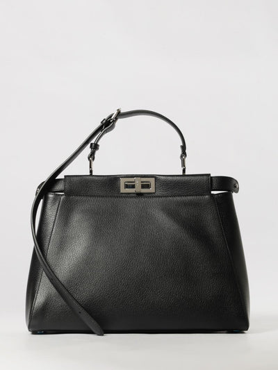 my peekaboo calfskin leather shoulder bag with twist-lock closure