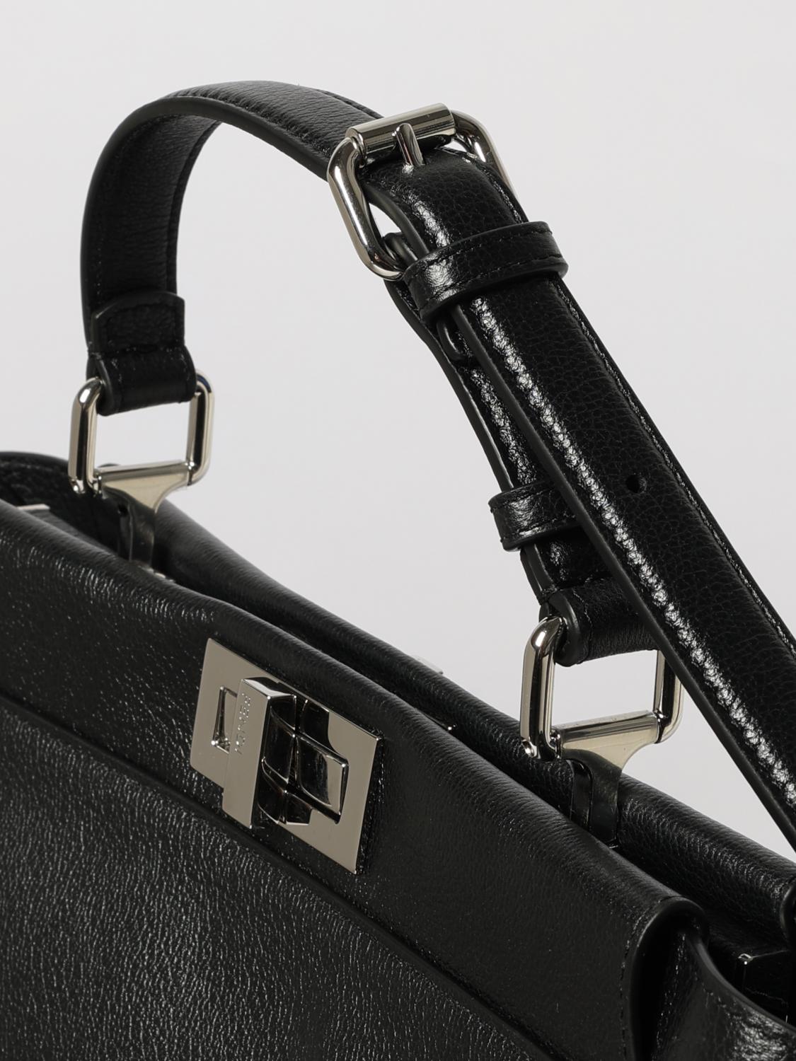 my peekaboo calfskin leather shoulder bag with twist-lock closure