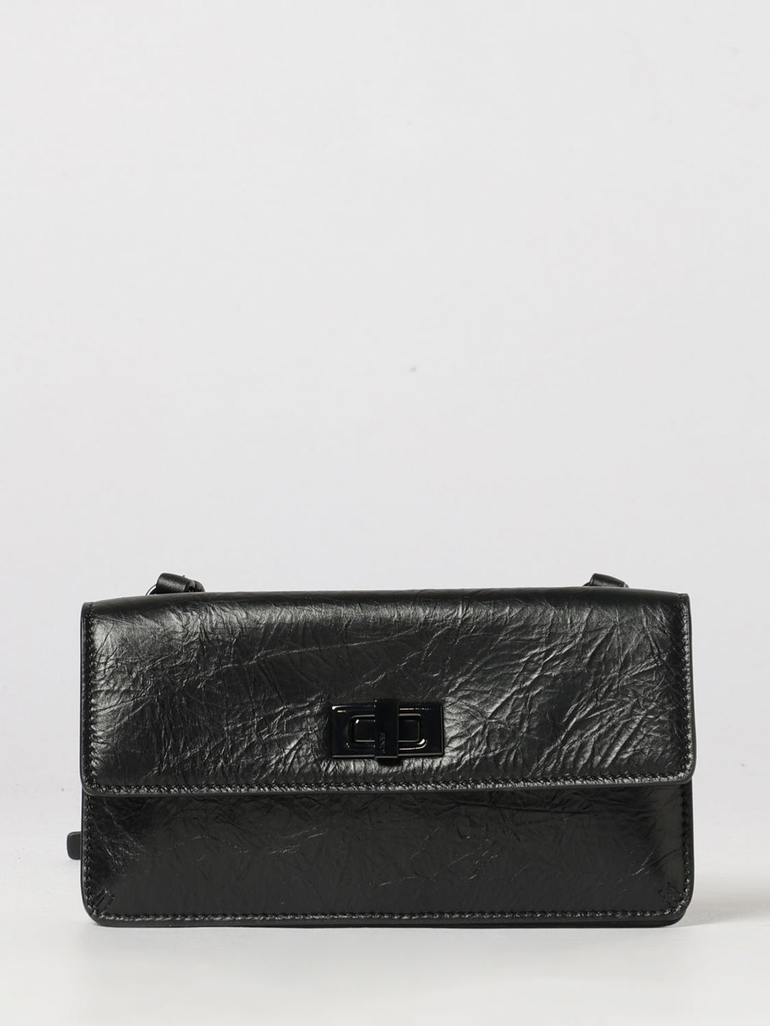 FENDI OS peekaboo wallet on chain in crinkled calfskin leather
