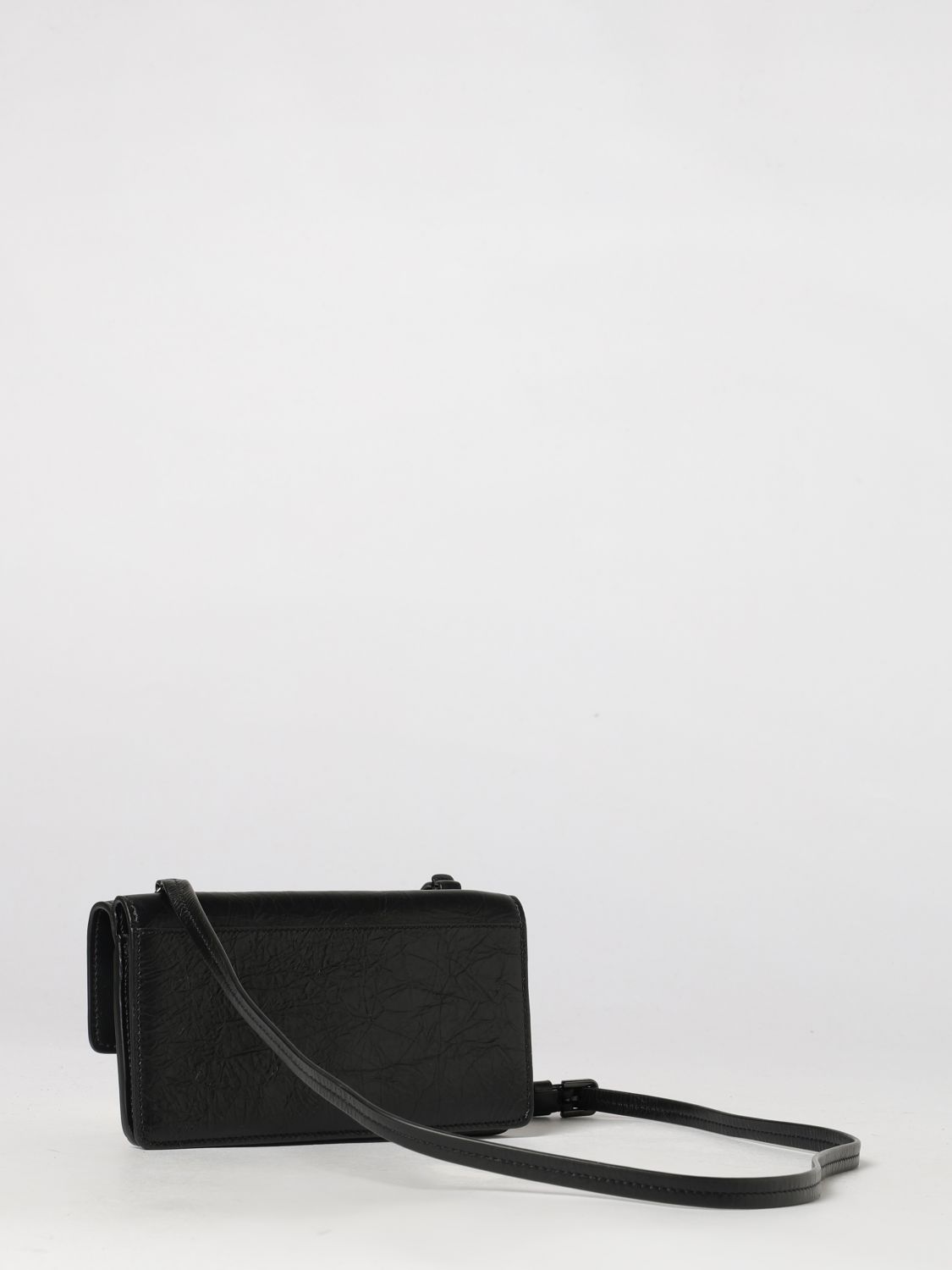 peekaboo wallet on chain in crinkled calfskin leather