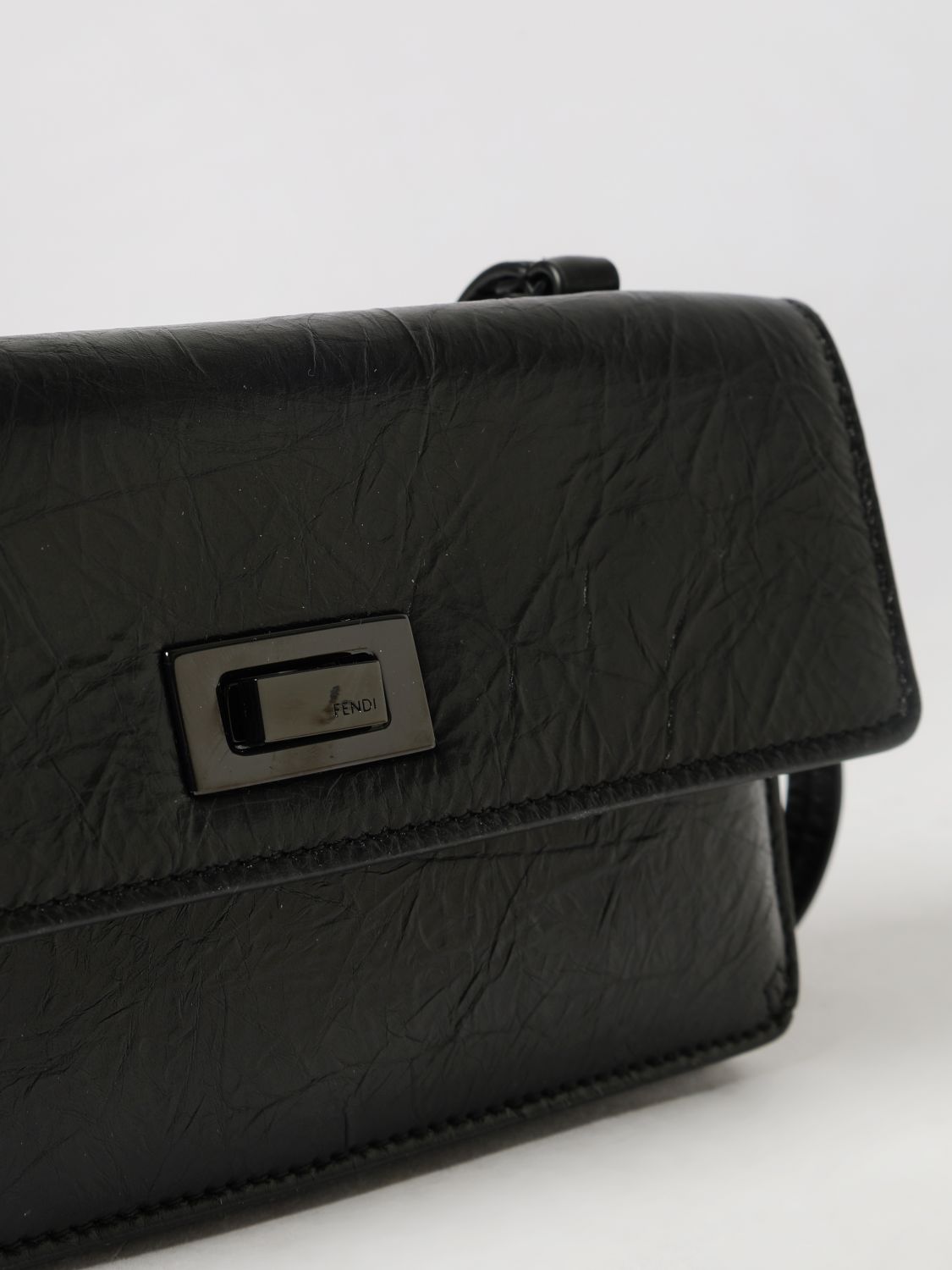 peekaboo wallet on chain in crinkled calfskin leather