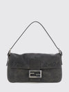 baguette printed calfskin shoulder bag with logo