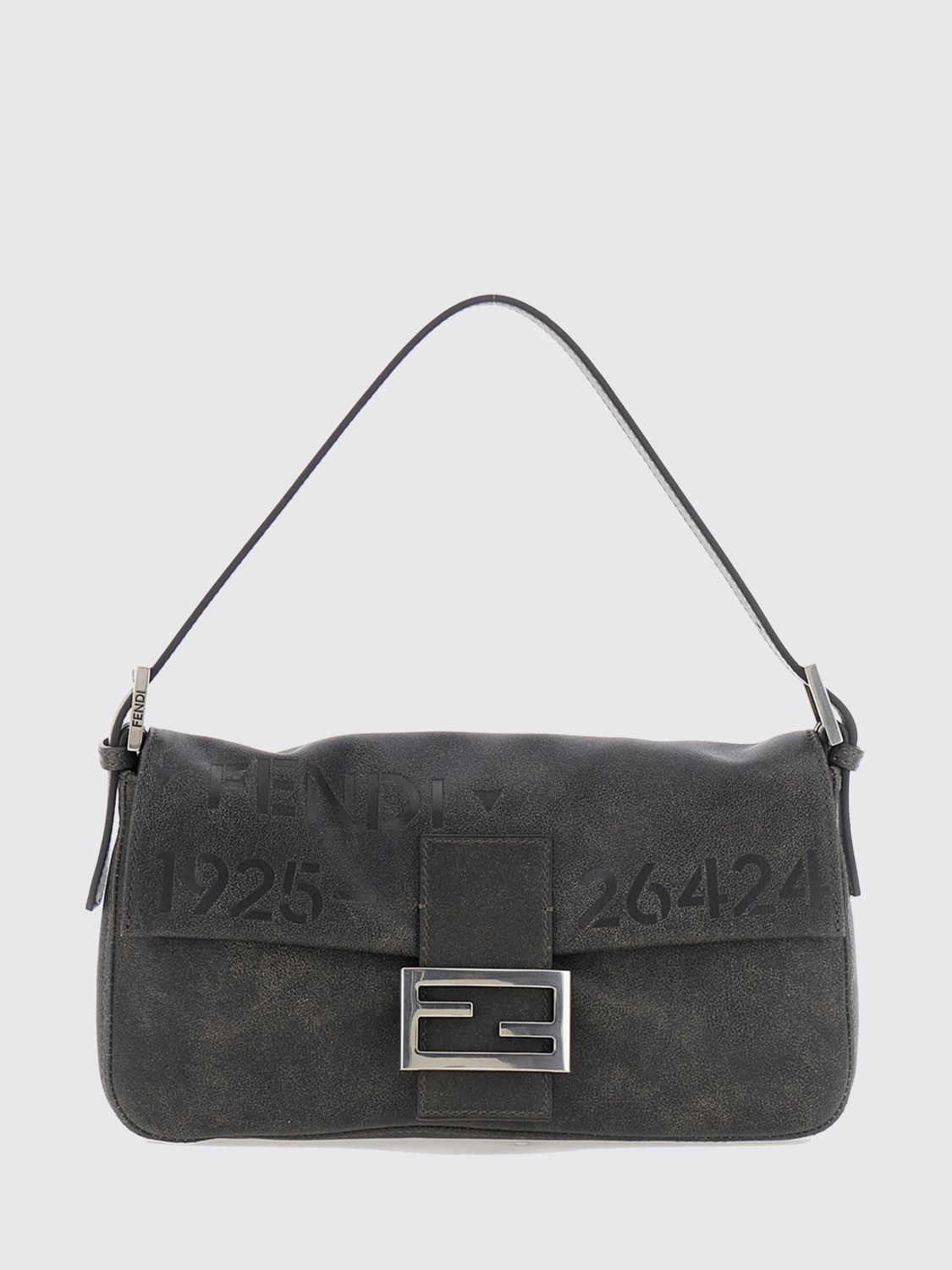 baguette printed calfskin shoulder bag with logo