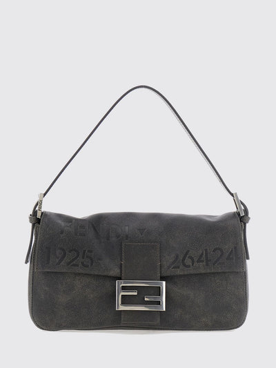 baguette printed calfskin shoulder bag with logo