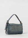 baguette blue cotton denim shoulder bag with ff monogram