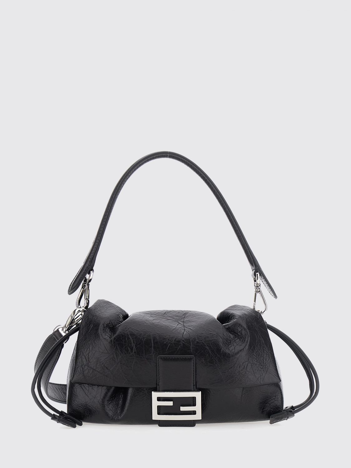 medium baguette crinkled-effect leather shoulder bag