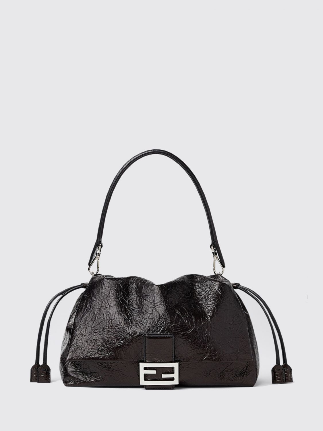 large baguette crinkled-effect leather shoulder bag