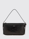 vanity crinkled leather mini shoulder bag with logo