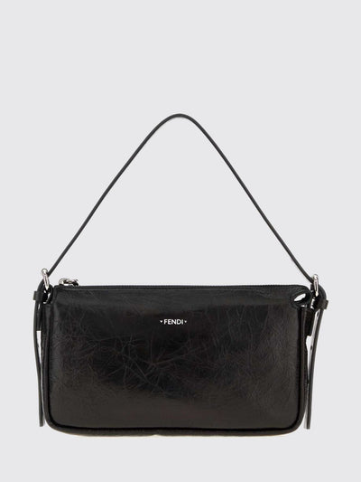 vanity crinkled leather mini shoulder bag with logo