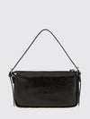vanity crinkled leather mini shoulder bag with logo