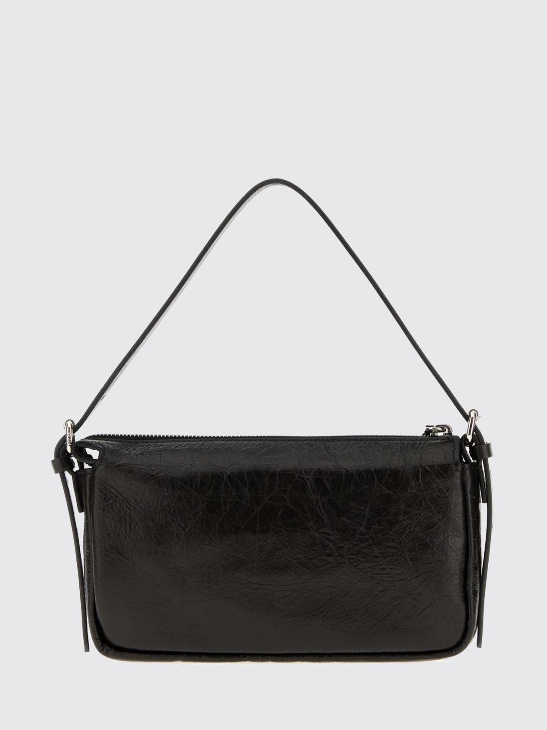 vanity crinkled leather mini shoulder bag with logo