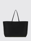 roll grained calfskin leather tote bag with pouch