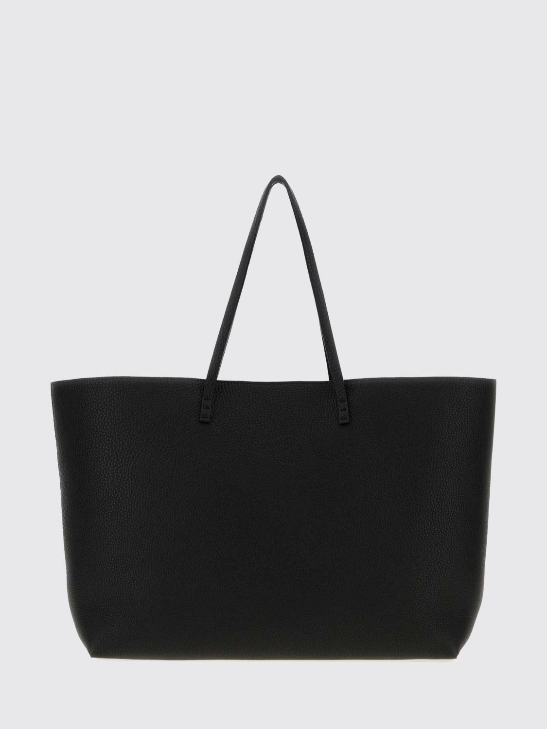 roll grained calfskin leather tote bag with pouch
