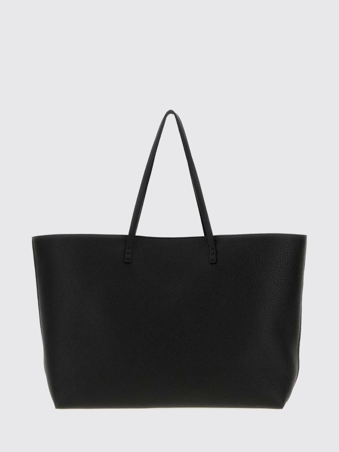 roll grained calfskin leather tote bag with pouch